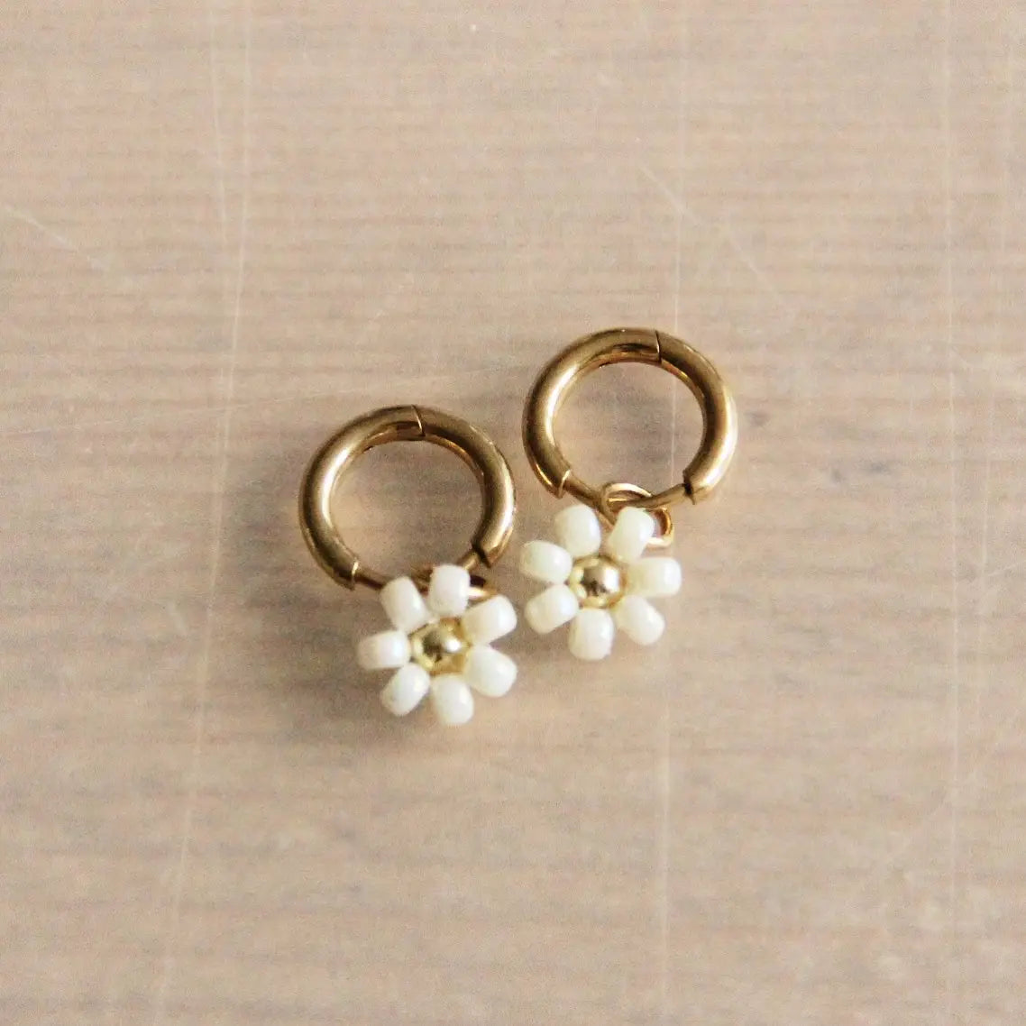 White Flower Mini Hoops