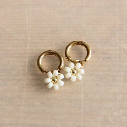 White Flower Mini Hoops