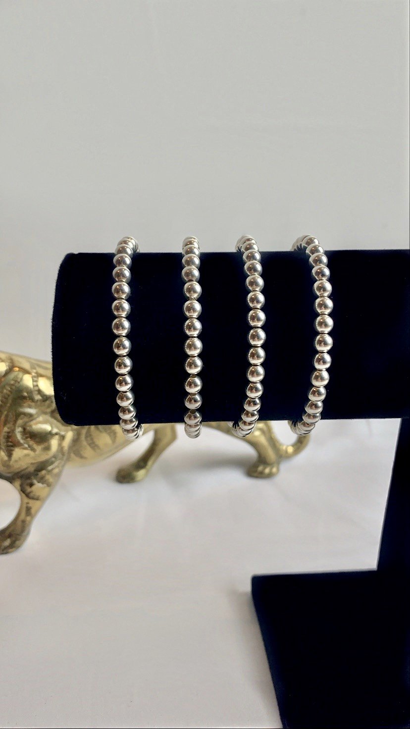 Silver Large Beaded Bracelet
